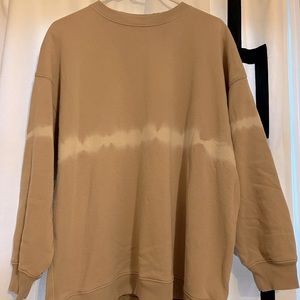 AE Khaki and White Striped Oversized Sweatshirt